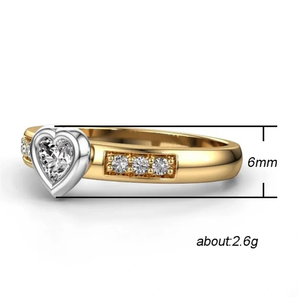 New 18k Yellow Gold Over Silver White Sapphire Heart Ring